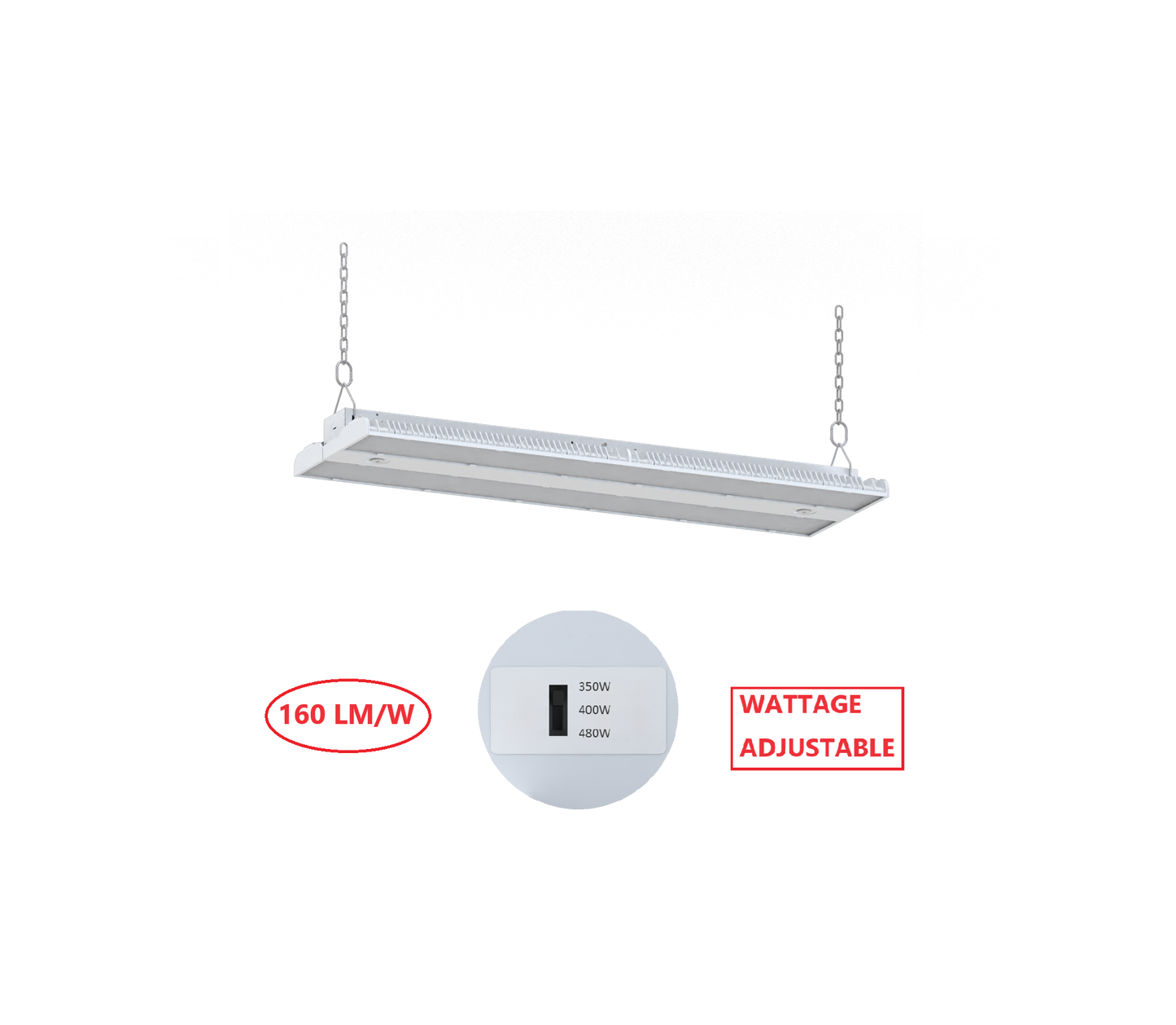 HBW480W LED LINEAR HIGH BAY LIGHT WITH WATTAGE ADJUSTABLE