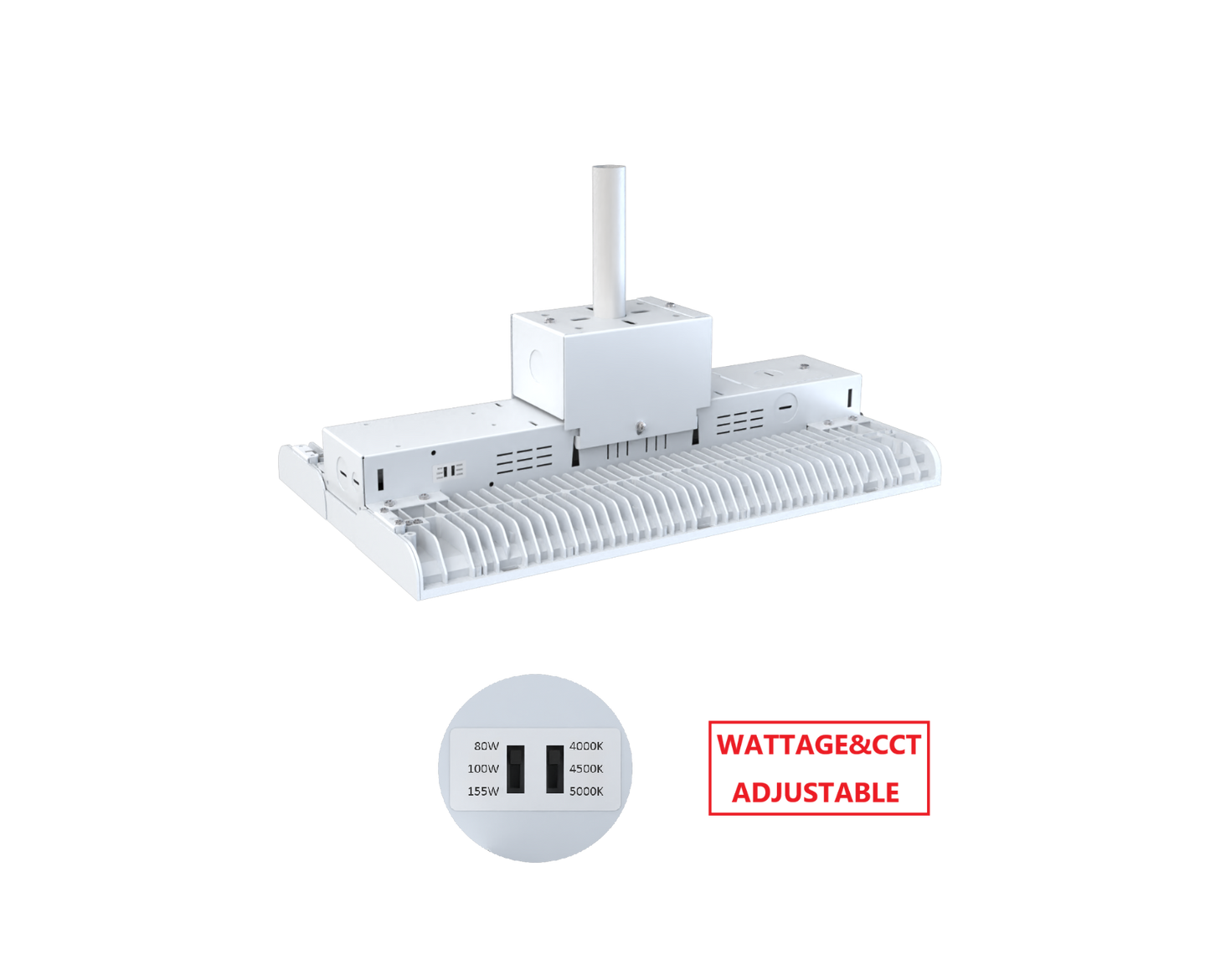HBW 155W LED LINEAR HIGH BAY LIGHT WITH CCT&WATTAGE ADJUSTABLE