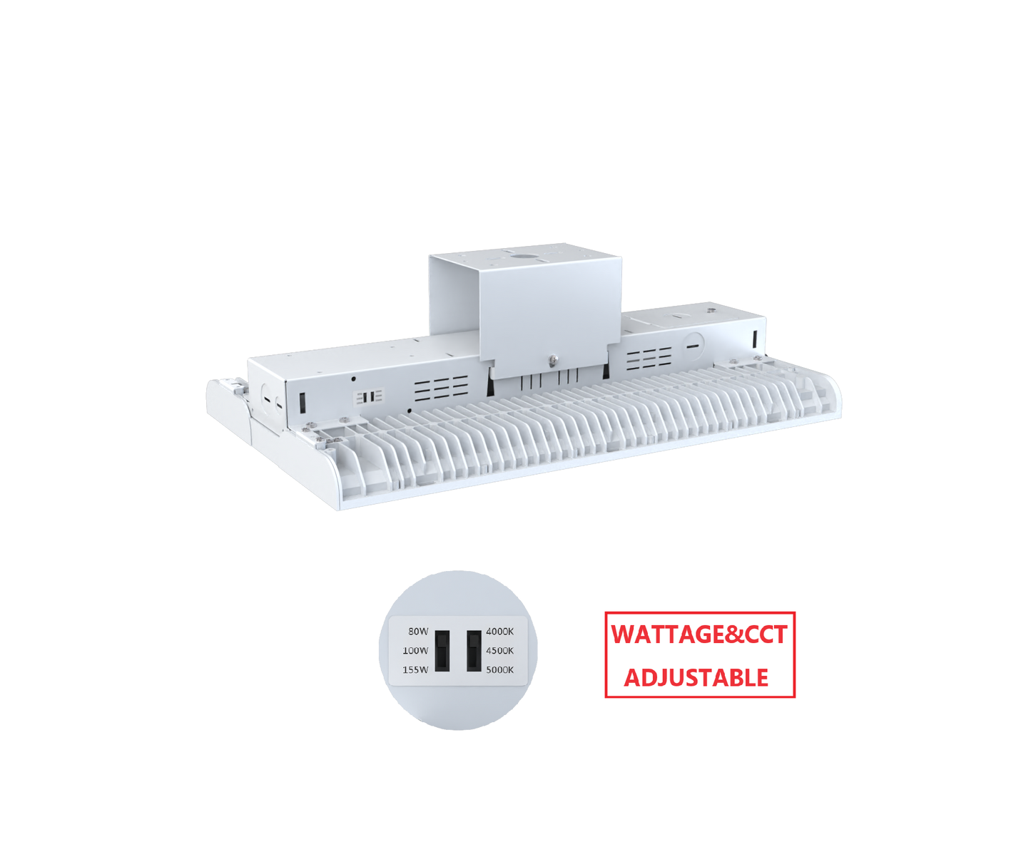 HBW 155W LED LINEAR HIGH BAY LIGHT WITH CCT&WATTAGE ADJUSTABLE