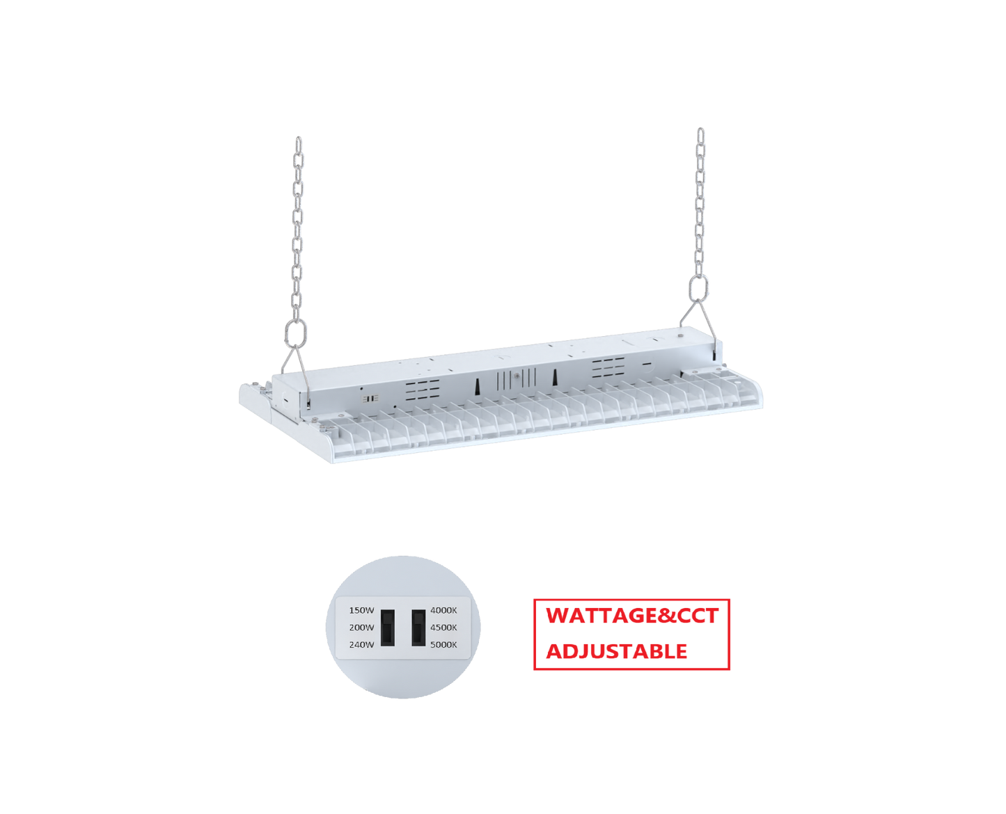 HBW 240W LED LINEAR HIGH BAY LIGHT WITH CCT&WATTAGE ADJUSTABLE