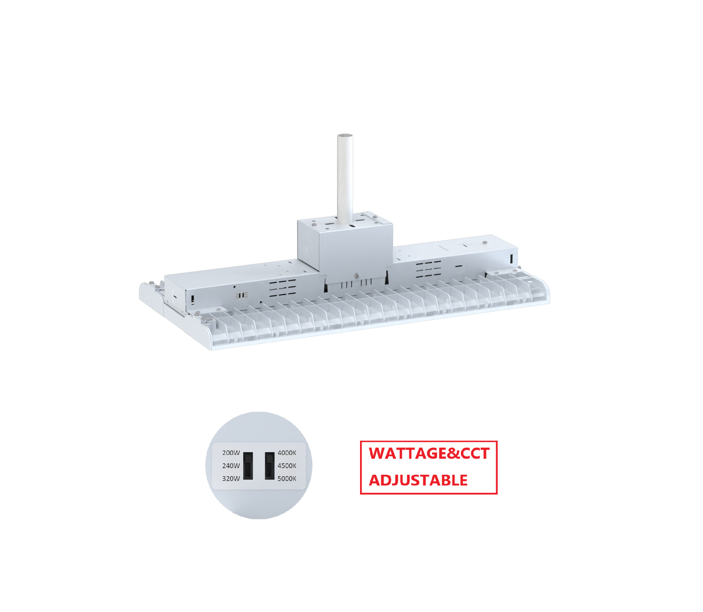 HBW 320W LED LINEAR HIGH BAY LIGHT WITH CCT&WATTAGE ADJUSTABLE