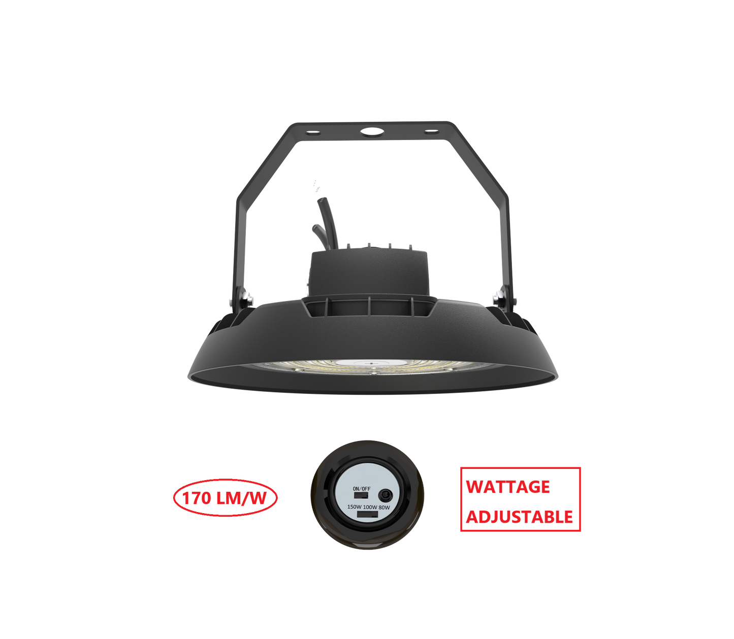 HBT150W LED UFO HIGH BAY LIGHT WITH WATTAGE ADJUSTABLE