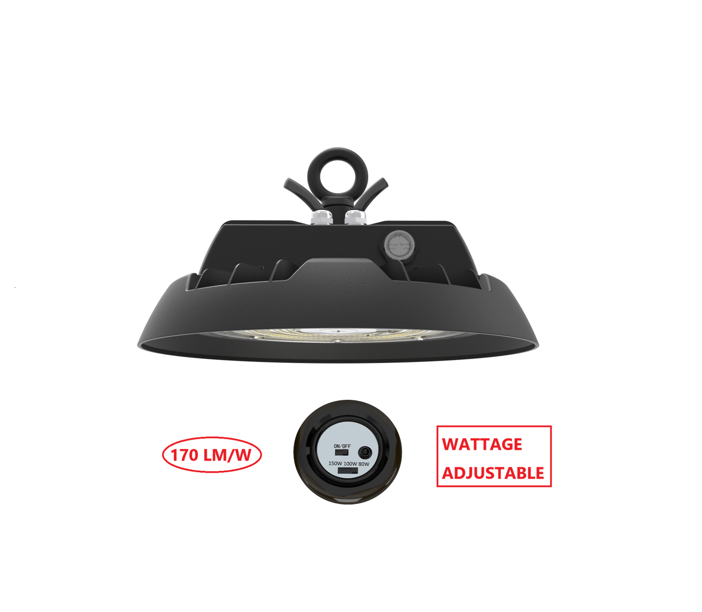 HBT150W LED UFO HIGH BAY LIGHT WITH WATTAGE ADJUSTABLE