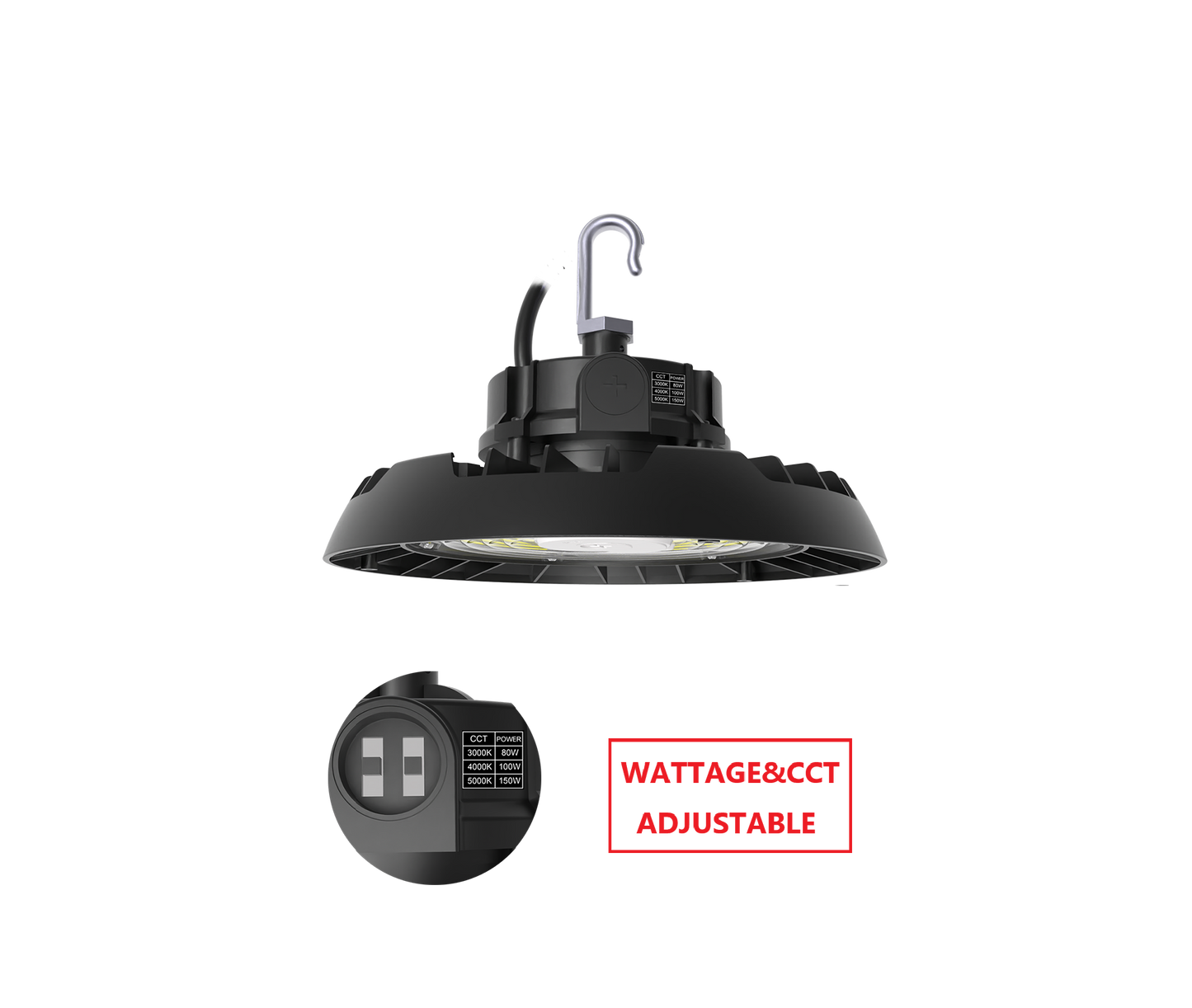 HBV150W LED UFO HIGH BAY LIGHT WITH CCT&WATTAGE ADJUSTABLE
