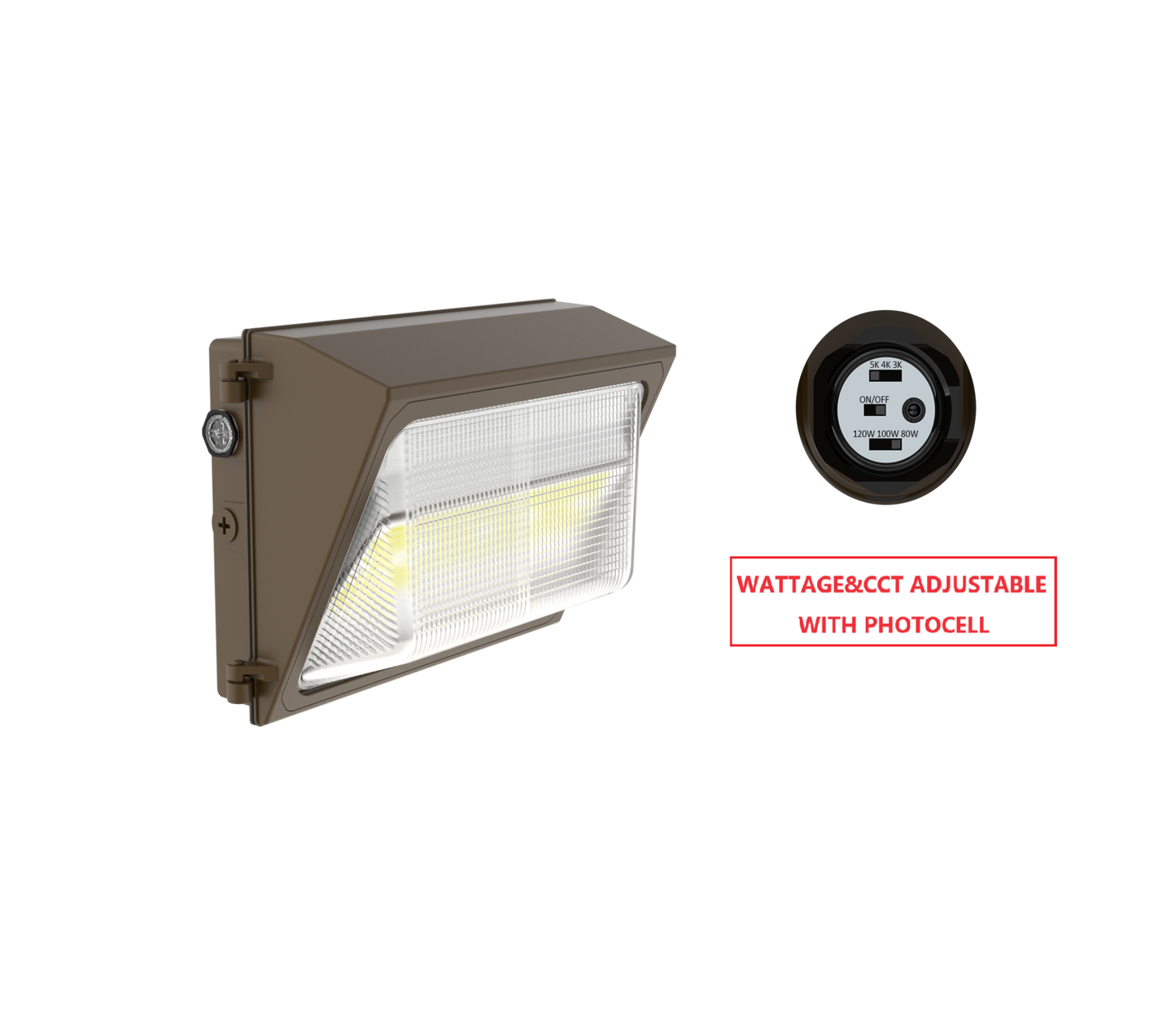 WMGE 120W LED WALLPACK LIGHT WITH CCT&WATTAGE ADJUSTABLE
