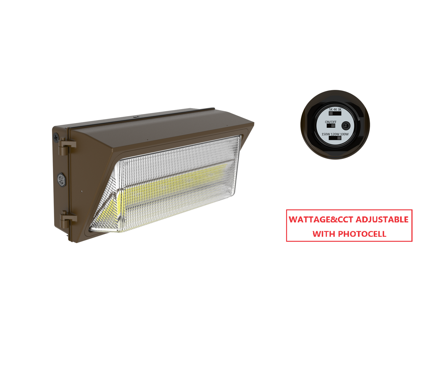 WMGE 150W LED WALLPACK LIGHT WITH CCT&WATTAGE ADJUSTABLE