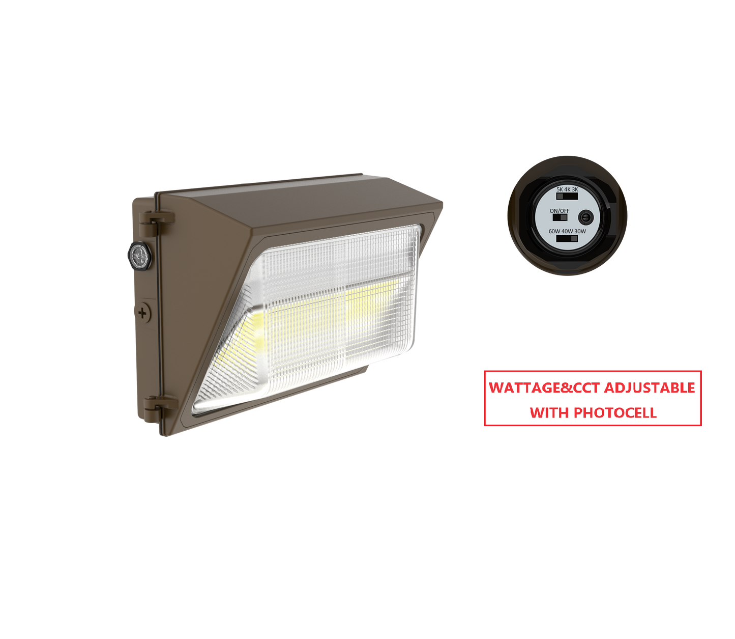 WMGE 80W LED WALLPACK LIGHT WITH CCT&WATTAGE ADJUSTABLE