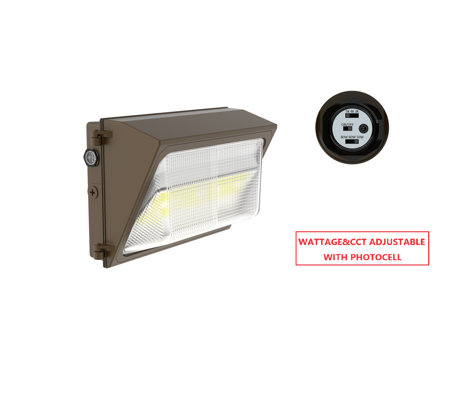 WMGE 60W LED WALLPACK LIGHT WITH CCT&WATTAGE ADJUSTABLE