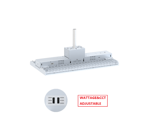 HBW 320W LED LINEAR HIGH BAY LIGHT WITH CCT&WATTAGE ADJUSTABLE
